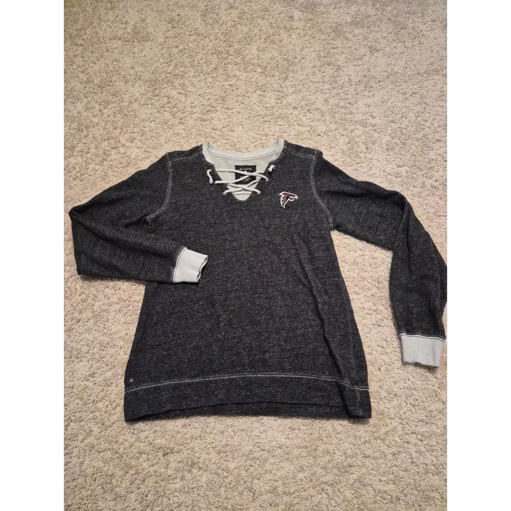 Antigua Atlanta Falcons Womens Small Gray Lace Up Pullover Sweatshirt NFL Cotton